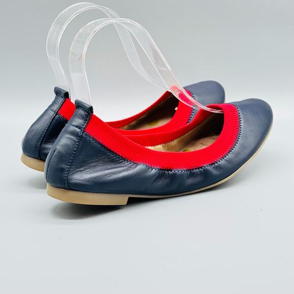 Boden Shoes Womens 38 US 7 Blue Red Leather Ballet Flats Elastic Slip On Casual - Picture 9 of 11